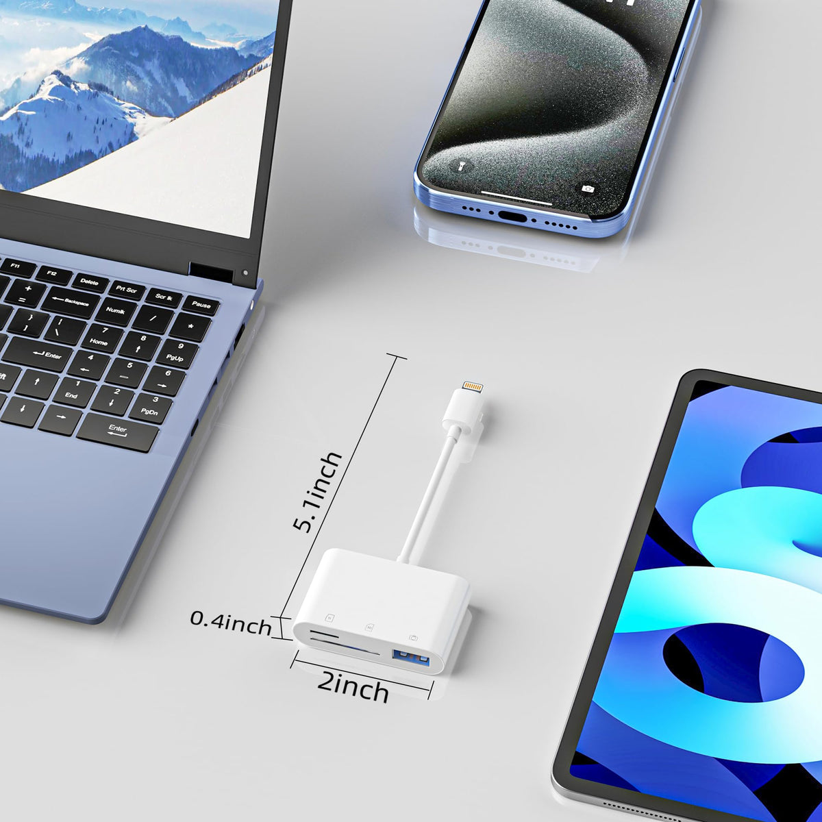 Bwttcb SD Card Reader for iPhone, Memory Card Veiwer Support SD and TF Card, USB Digital Camera Adapter for Lightning Devices Compatible with iPhone 13 12 11 and More
