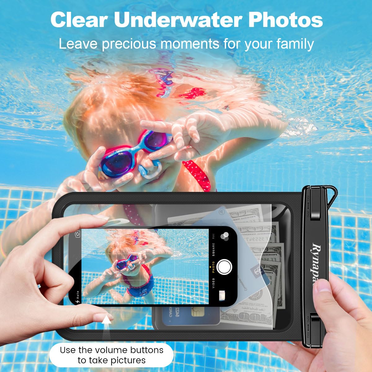 [Up to 10"] Large Waterproof Phone Pouch Bag - 2 Pack Waterproof Phone Case for iPhone 16 15 14 Pro Max Galaxy S25 S24 Ultra, IPX8 Cellphone Water Protector Pouch Beach Essentials Travel Must Haves