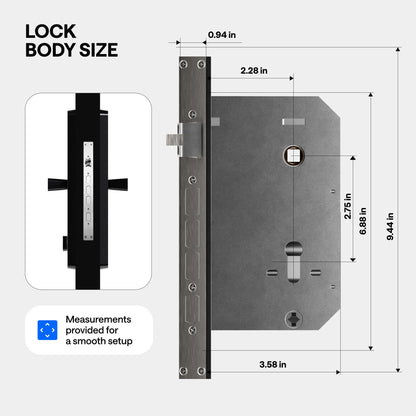 Smart Mortise Lock with WiFi Camera, Installation Kit - Digital Keyless Entry Door Lock Deadbolt with Handle Set - Card, Keypad, Fingerprint, Passcode - Electronic Smart Door Locks for Front Door