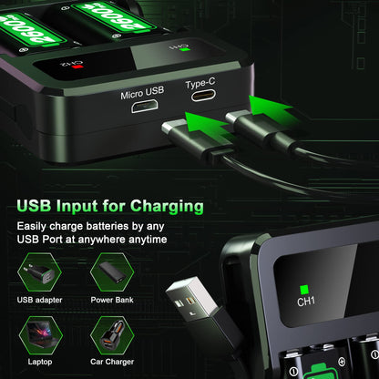 Rechargeable Battery Packs for Xbox Series X|S/Xbox One, Ponkor 4x2600mAh Batteries with High-Speed Charging Station for Xbox One S/Xbox One X/Xbox One Elite Controller