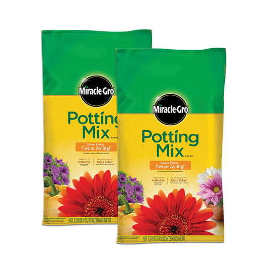 Miracle-Gro Potting Mix - For Container Plants, Flowers, Vegetables, Shrubs, Annuals, Perennials, Potting Soil Mix, Feeds up to 6 Months, 16 qt. (2-Pack)