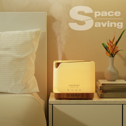 ASAKUKI 700 ml Premium Essential Oil Diffuser, 5 in 1 Ultrasonic Aromatherapy Fragrant Oil Vaporizer Humidifier, Timer and Auto-Off Safety Switch, 7 LED Light Colors