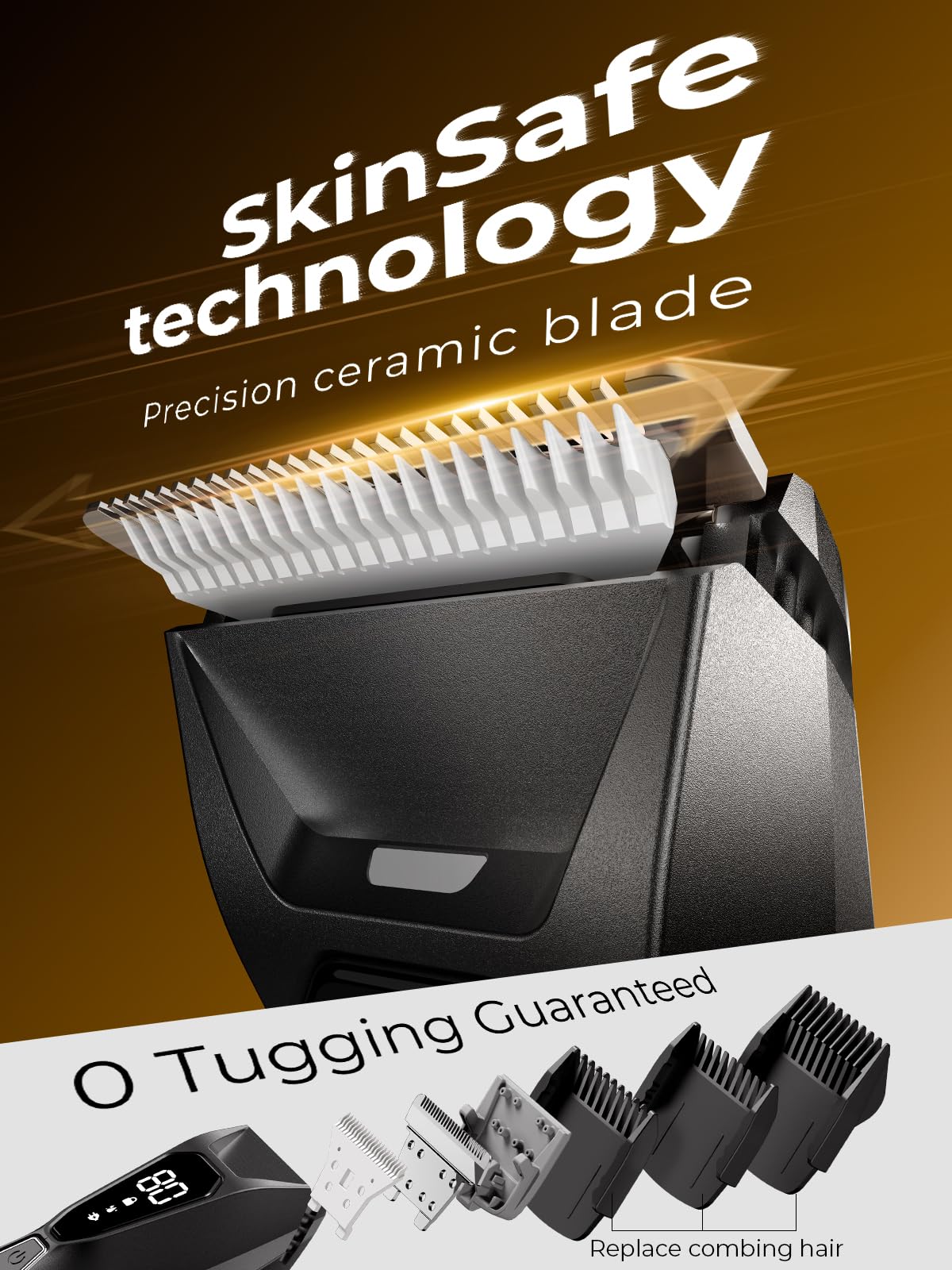 Lijecozy Body Hair Trimmer for Men: Pubic Hair Trimmer with Wireless Charging & 4000K LED Display, Waterproof Wet Dry Body Groomer for Face Legs, 90Min, Ceramic Blade