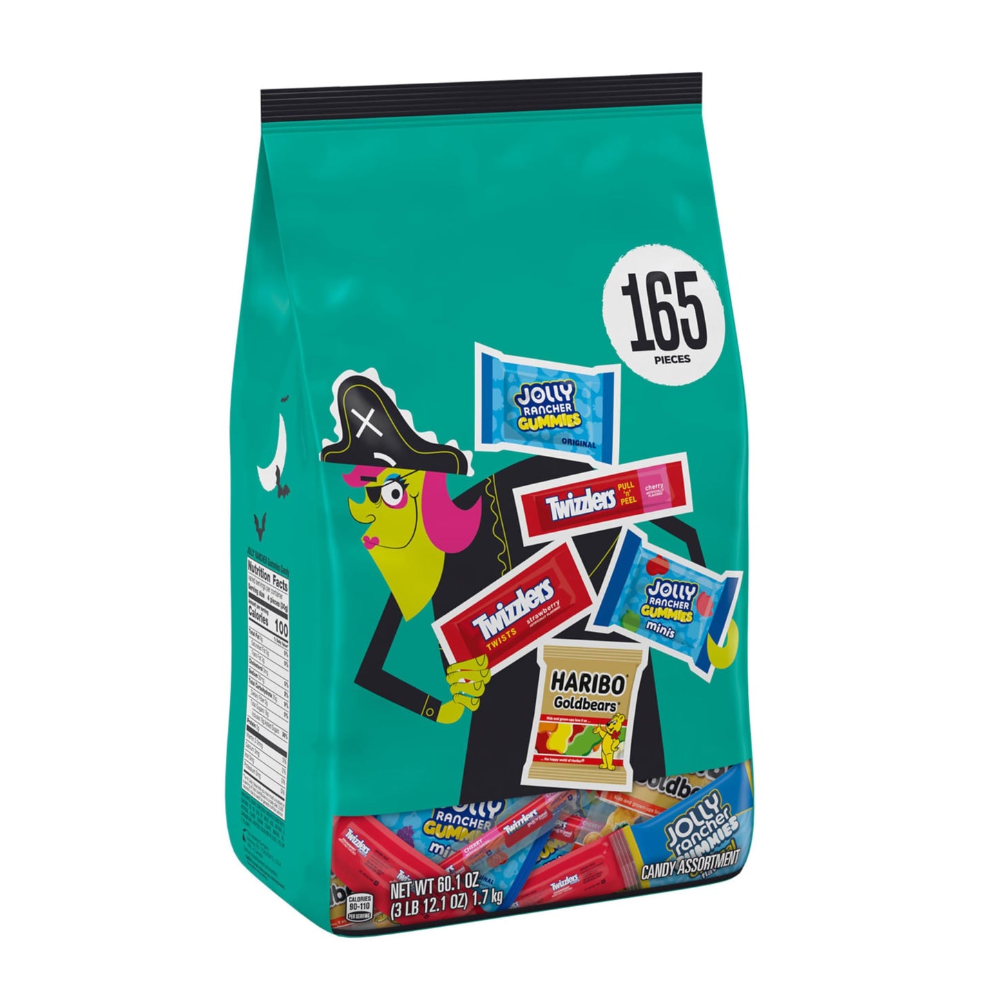 HARIBO, JOLLY RANCHER and TWIZZLERS Assorted Fruit Flavored, Halloween Candy Bulk Bag, 60.1 oz (165 Pieces)