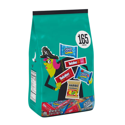 HARIBO, JOLLY RANCHER and TWIZZLERS Assorted Fruit Flavored, Halloween Candy Bulk Bag, 60.1 oz (165 Pieces)