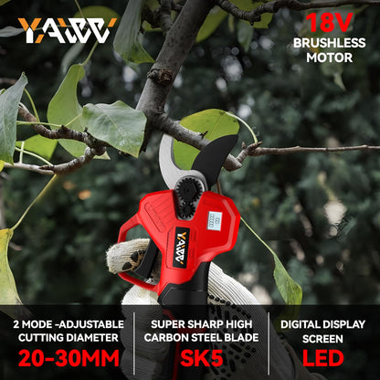 Electric Pruning Shears for Milwaukee M18 Battery, Portable Cordless Pruning Shears with LCD Display＆SK5 Blades, Adjustable Cutting Diameter 0.8-1.2 Inch for Gardening Tree Pruning(NO Battery)