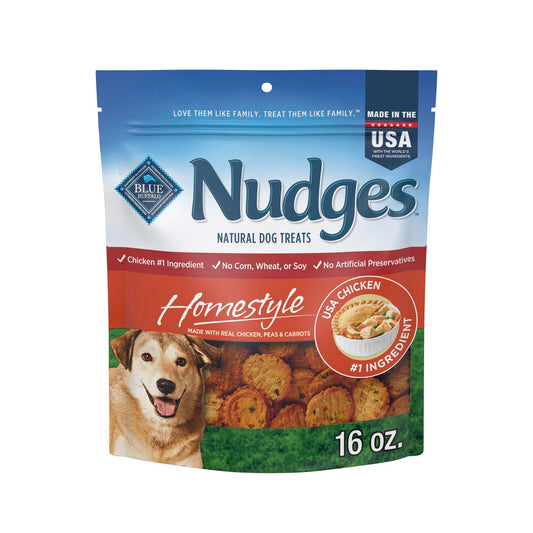 Blue Buffalo Nudges Homestyle Natural Dog Treats, Made in the USA with Real Chicken, Peas, and Carrots, 16-oz. Bag