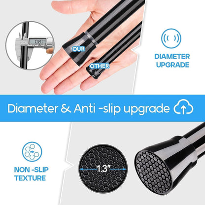 Zipglo Shower Curtain Rod 30 to 64 Inches 2Pack, Spring Tension Curtain Rod Black Tension Rods Spring Rods Expandable for Window, Wardrobe, Doorway, Kitchen