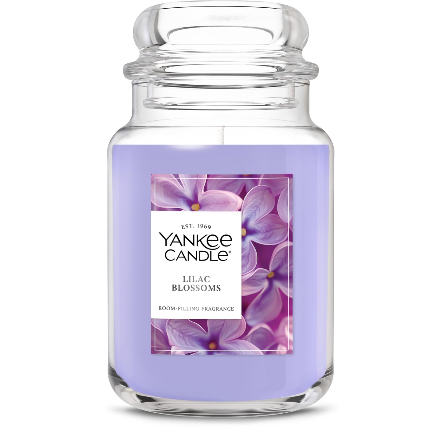Yankee Candle Lilac Blossoms, Scented Candle, 22oz Large Jar with up to 150 Hour Burn Time, Giftable, Birthdays