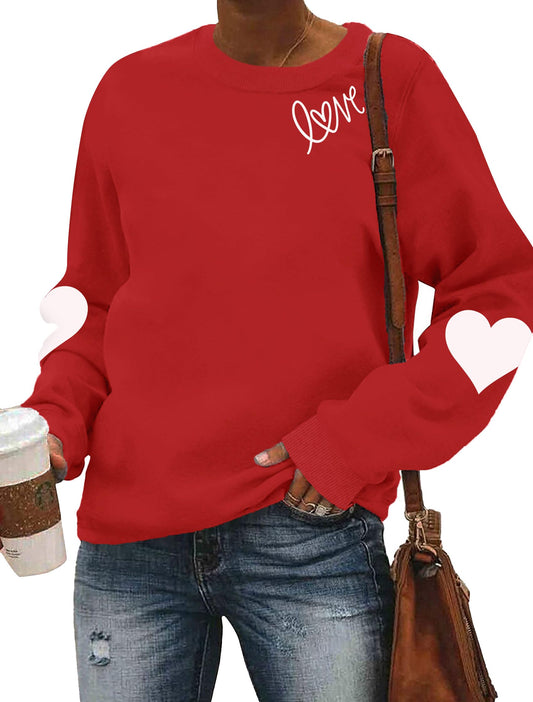 LHBNK Valentines Sweatshirt for Women Love Heart Shirts Funny Valentine Pullover Casual Long Sleeve Tops