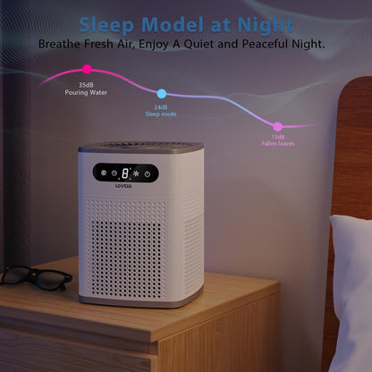 Air Purifiers for Bedroom, HEPA Covers Up to 302 sq.ft Room, 24db Sleep Model, Night Lighting, 3 Timers, with Aromatherapy for Bedroom, Dorm Room, Apartment, Kitchen-HY1800