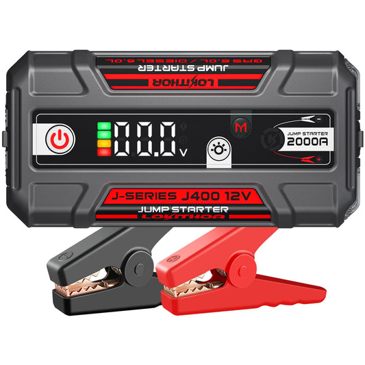 LOKITHOR J400 Jump Starter with ConnectMax Tech, 2000A 12V Battery Jumper Starter Portable, Lithium Jump Box and Jump Pack for Up to 8.0-Liter Gas and 6.0-Liter Diesel Engines, Smart Digital Screen