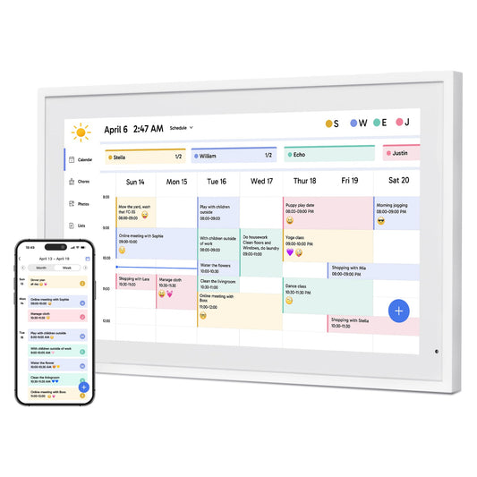 Dragon Touch 21.5" Digital Calendar Chore Chart – 1080P Full HD Interactive Touchscreen, Smart Family Planner, Hearth Display Digital Calendar Wall & Desk Mountable for Seamless Scheduling