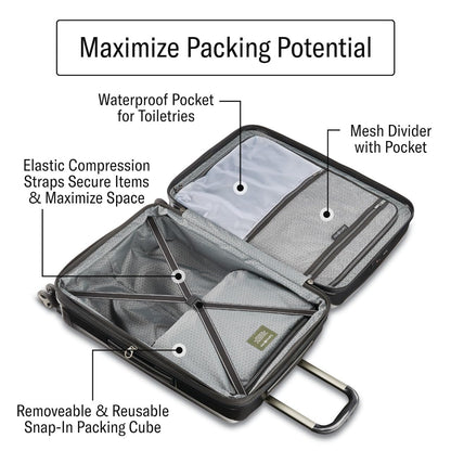 Samsonite Octiv Lightweight Hardshell 3-Piece Luggage Set (20/24/28) - Durable & Impact Resistant, 360° Aero Trac Spinner Wheels, Adjustable Telescopic Handle, Expandable, TSA Approved Lock - Blue