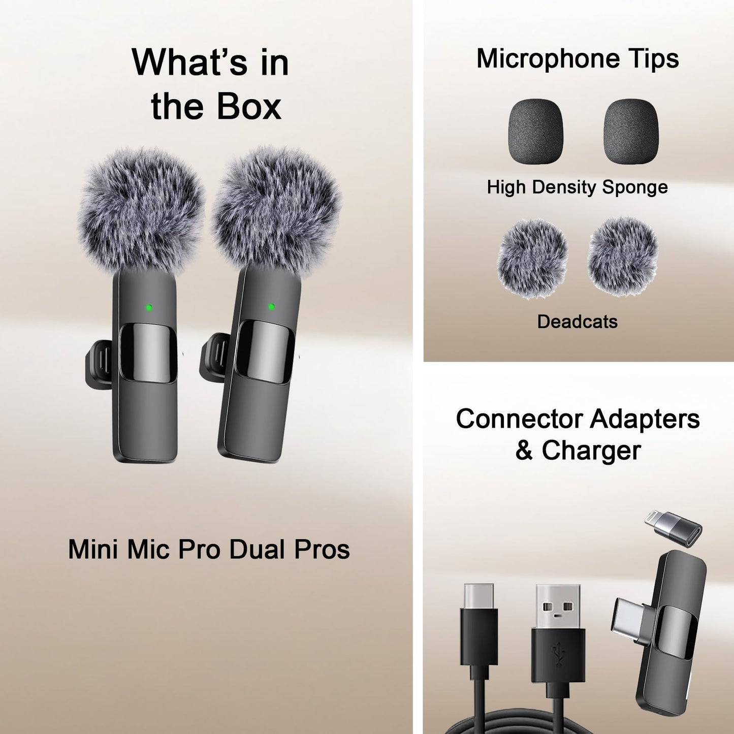 Mini Mic Pro (Newest Model), Wireless Microphone for iPhone, iPad, Android, Lavalier Microphone for Video Recording - 2 Pack iPhone Mic Crystal Clear Recording with USB-C for Podcast Microphone, ASMR