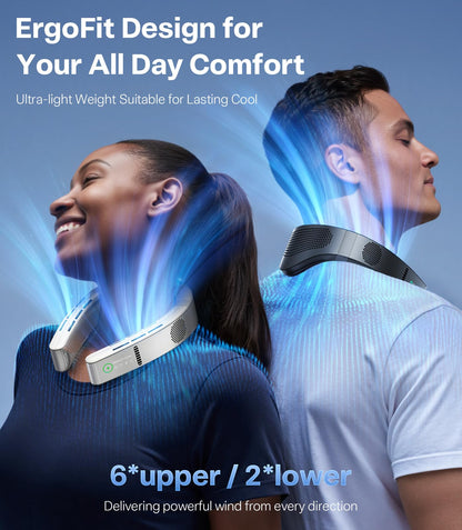 TORRAS 2025 Top Al Neck Fan Air Conditioner Coolify Cyber, Portable Personal Neck Fans that Blow Cold Air【No.1 Dual-Coolest Wind & 720° Immersive Cooling】Rechargeable for Outdoor/Indoor. Gifts for Dad
