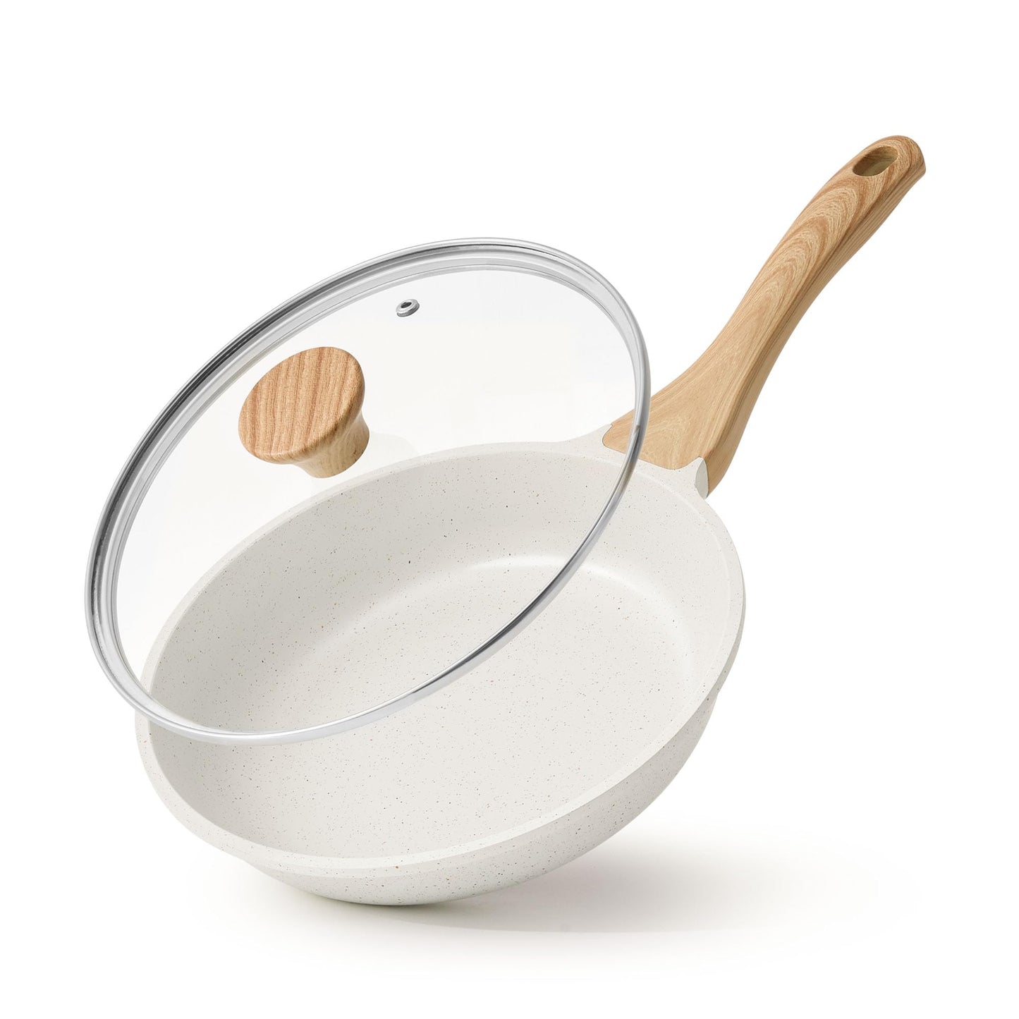 SENSARTE Nonstick Ceramic Frying Pan with Lid 8/9.5/10/11/12.5 Inch Omelet Pan Skillet, PFAS/PTFE/PFOA Free Healthy Non-toxic Chef's Pan Induction Compatible Egg Pan with Heat Resistant Handle