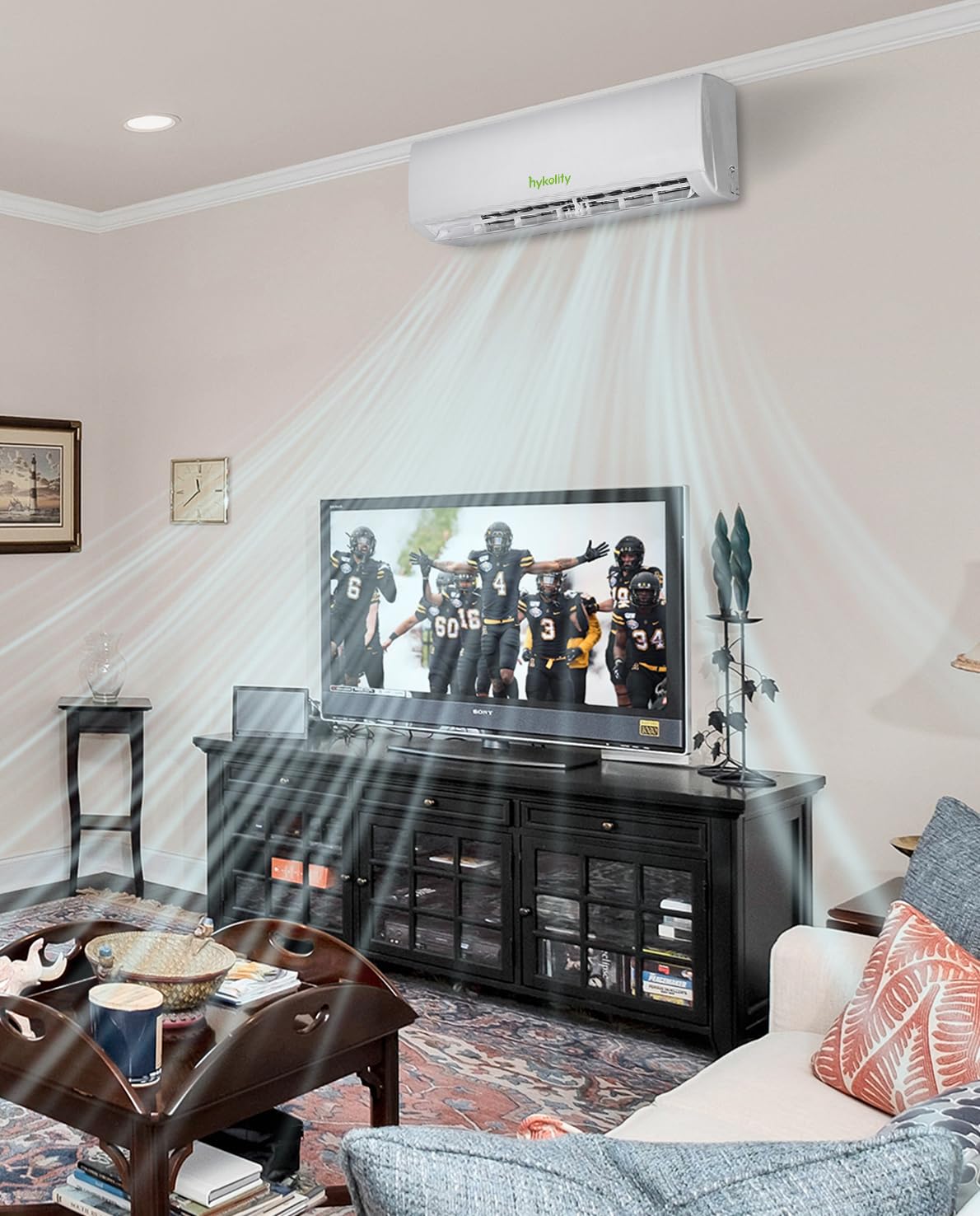 Wifi Enabled 9,000 BTU Mini Split Air Conditioner & Heater, 19 SEER2 115V Split AC Unit Ductless Inverter System with Heat Pump, Installation Kits - Cools Rooms up to 450 Sq.Ft