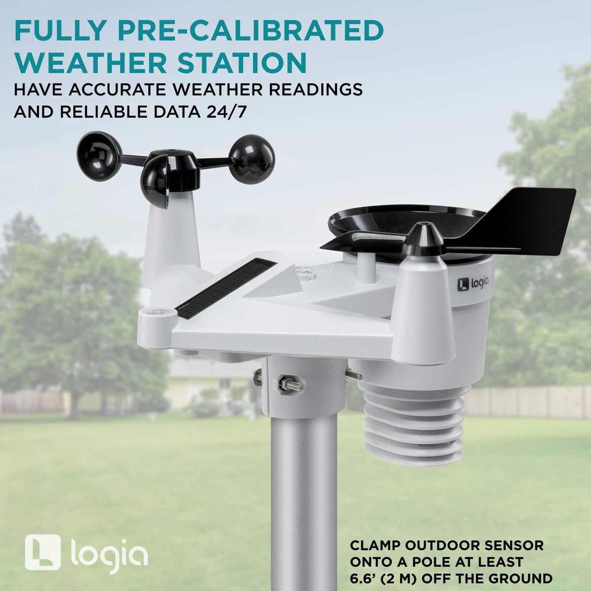 Logia 18-in-1 Wi-Fi Weather Station with 7-in-1 Solar Sensor Array, Temperature Humidity Wind Speed/Direction Rain UV & More, Wireless Color Console w/Forecast Data, Alarm, Alerts