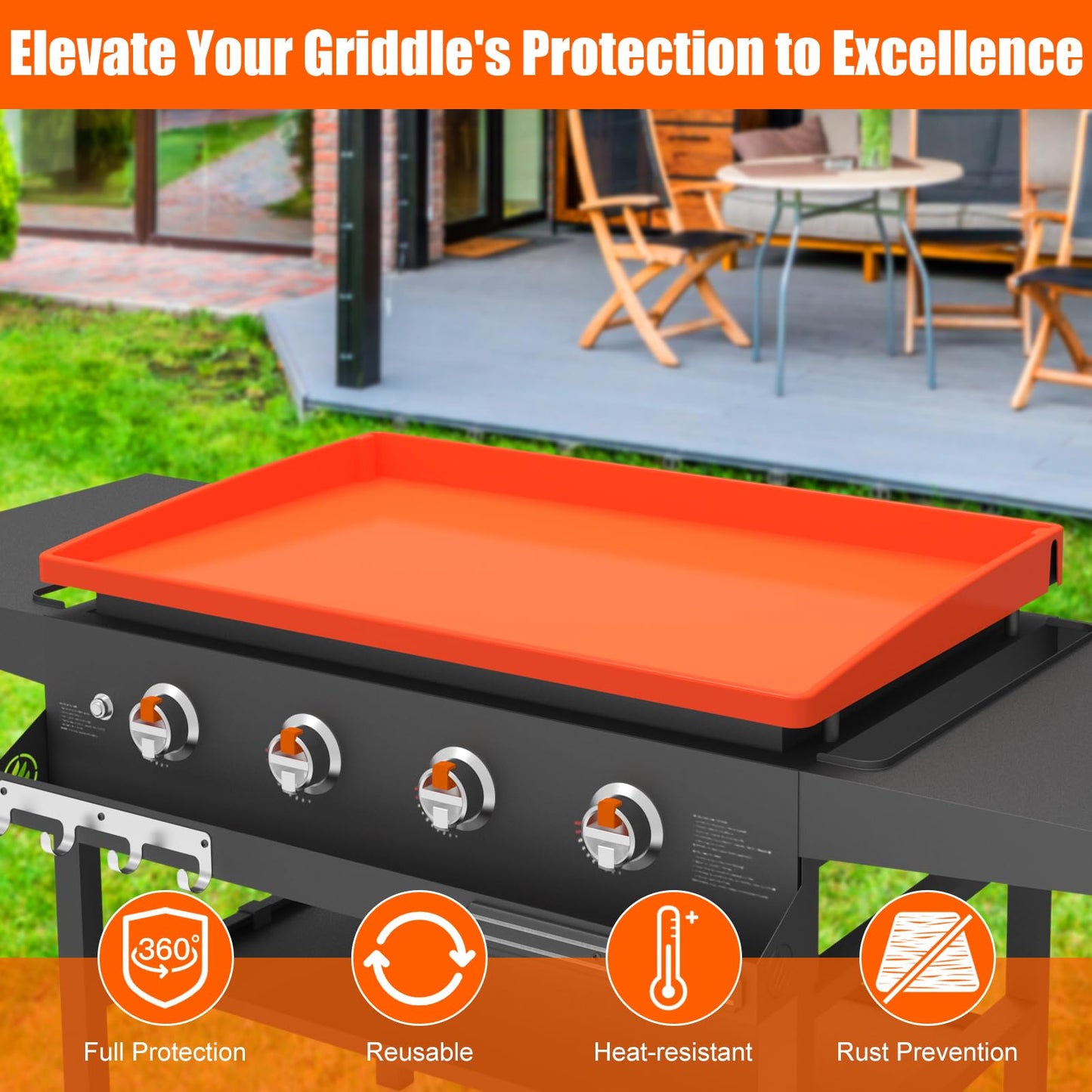 Silicone Griddle Mat Cover for Blackstone - 36 Inch True All-Encompassing Coverage Heavy Duty Food Grade Grill Buddy Mat, All Season Cooking Surface Protective Cover