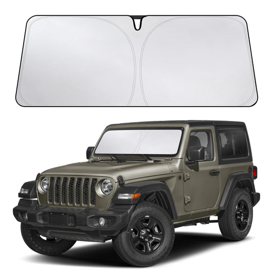 Econour Windshield Sun Shade Compatible for Jeep Wrangler & Gladiator 2018-2024 2025 2026, Sun Visor for Front Windshield & Window Sun Shade Cover, UV Heat Blocker & Protector, Car Accessories