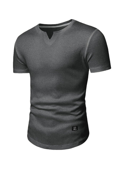 JMIERR Mens 2 Pack V-Neck Muscle Slim Henley Shirt Workout Gym Athletic Shirt Summer Fashion Short Sleeve Shirt for Men, M