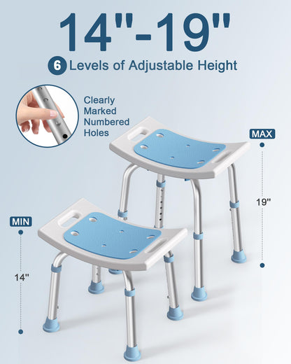 HOMLAND Shower Chair for Inside Shower, 400 lbs Adjustable Shower Stool with Suction Feet, Shower Seat for Inside Tub Bathroom Bench Bath Chair for Elderly and Disabled - Light Blue