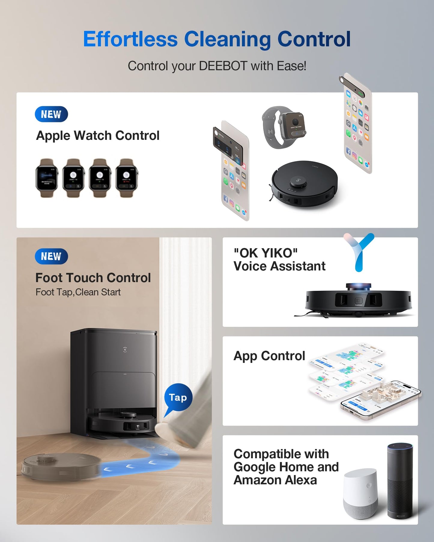 ECOVACS DEEBOT T30S Robot Vacuum and Mop, 11000Pa, ZeroTangle Technology, TruEdge Adaptive Edge Mopping, Hot Water Washing, Self-Emptying, Self Refilling, Auto-Mop Lifting, Obstacle Avoidance