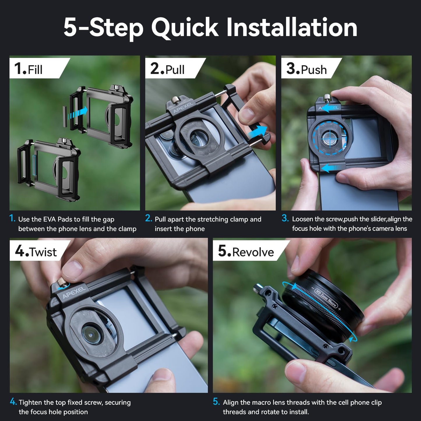 Macro Lens Kit for Smartphone, 10-20X Micro Phone Lens with Universal Lens Clip, HD Magnifier Photography Lens for iPhone Android Phone (Fits for Almost All Phone), Phone Macro Lens Attachment