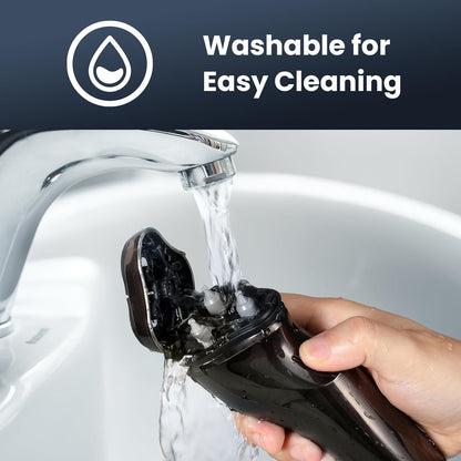 Electric Razor for Men Cordless: Wet/Dry Rotary Shaver Waterproof - USB Fast Charging & Sensitive Skin Care - Pop up Trimmer & Precision Blades Chic Black Upgraded