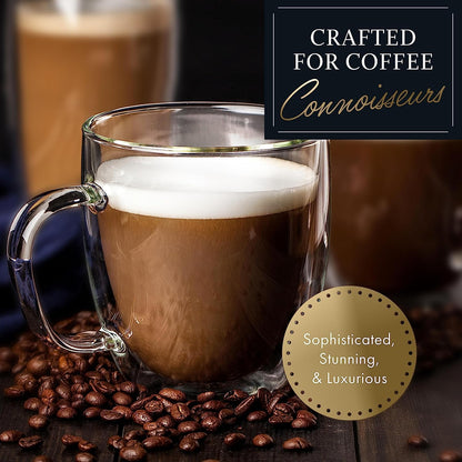 Elixir 16 oz Large Double Wall Coffee Mug Set of 2 - Double Wall Glass Coffee Cup - Large Coffee Mug - Insulated Glass Coffee Mugs with Handle for Hot Drinks Tea