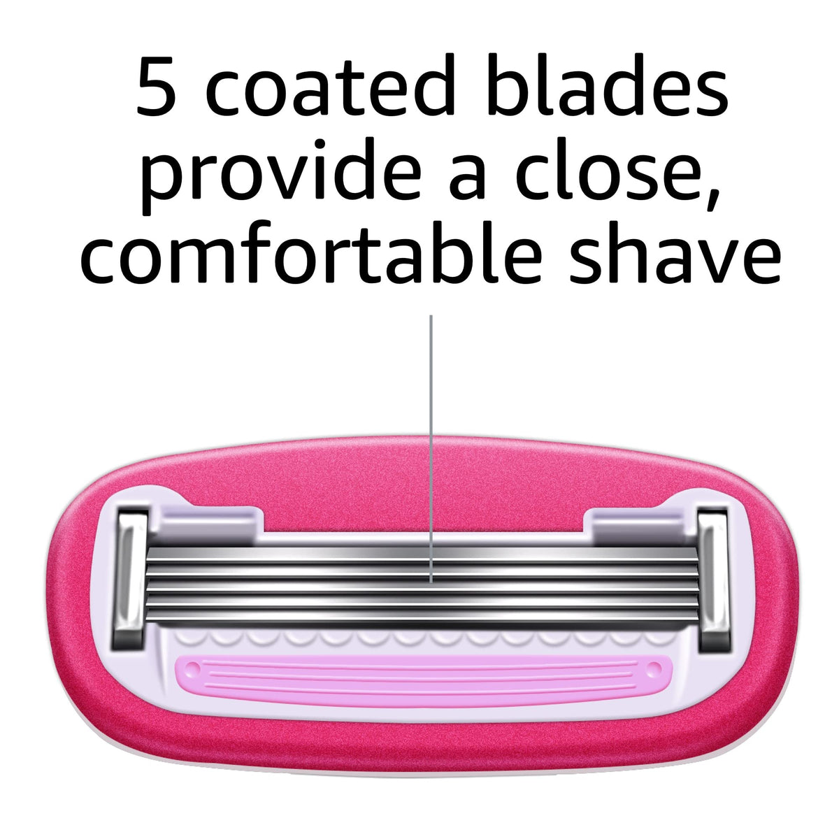 Amazon Basics Women's 5 Blade Razor Blades Refills, Fits Amazon Basics FITS System & Venus Handles, 6 Cartridges (Pack of 1)
