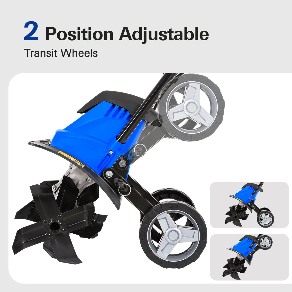BILT HARD Electric Tiller Cultivator 14 inch, 10 Amp 4 Steel Tines Corded Tiller for Gardening with Foldable Handle, Portable Garden Rototiller with Adjustable Wheels
