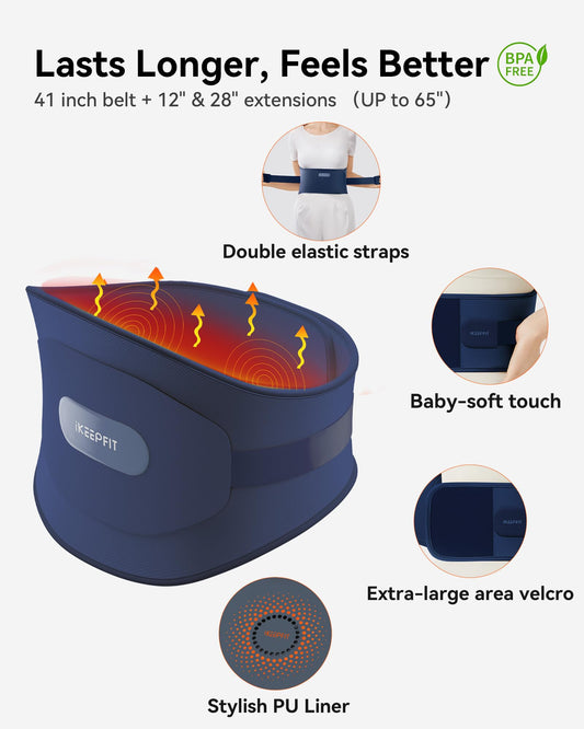 IKEEPFIT Portable Heating Pad for Back, Cordless Wearable Heat Belt with Massager for Lower Back Pain Relief, Battery Powered 8000 mAh Rechargeable, MAXwarm® 3.0, Gift for Women Men 90-310 lbs