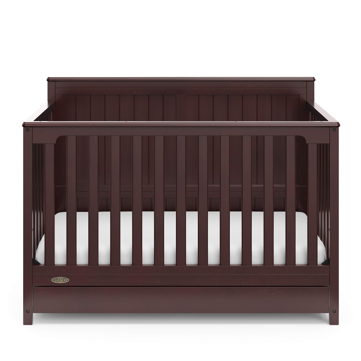 Graco Hadley 5-in-1 Convertible Crib with Drawer (Espresso) – GREENGUARD Gold Certified, Fits Standard Crib Mattress, Converts to Toddler Bed, Daybed and Full Bed, 4 Adjustable Mattress Heights