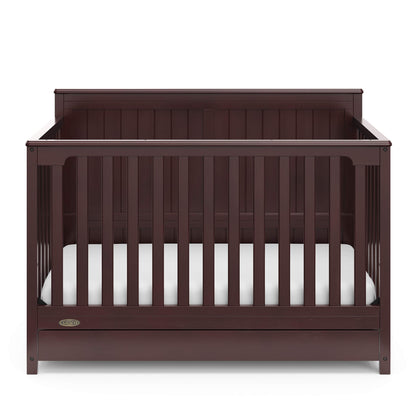 Graco Hadley 5-in-1 Convertible Crib with Drawer (Espresso) – GREENGUARD Gold Certified, Fits Standard Crib Mattress, Converts to Toddler Bed, Daybed and Full Bed, 4 Adjustable Mattress Heights