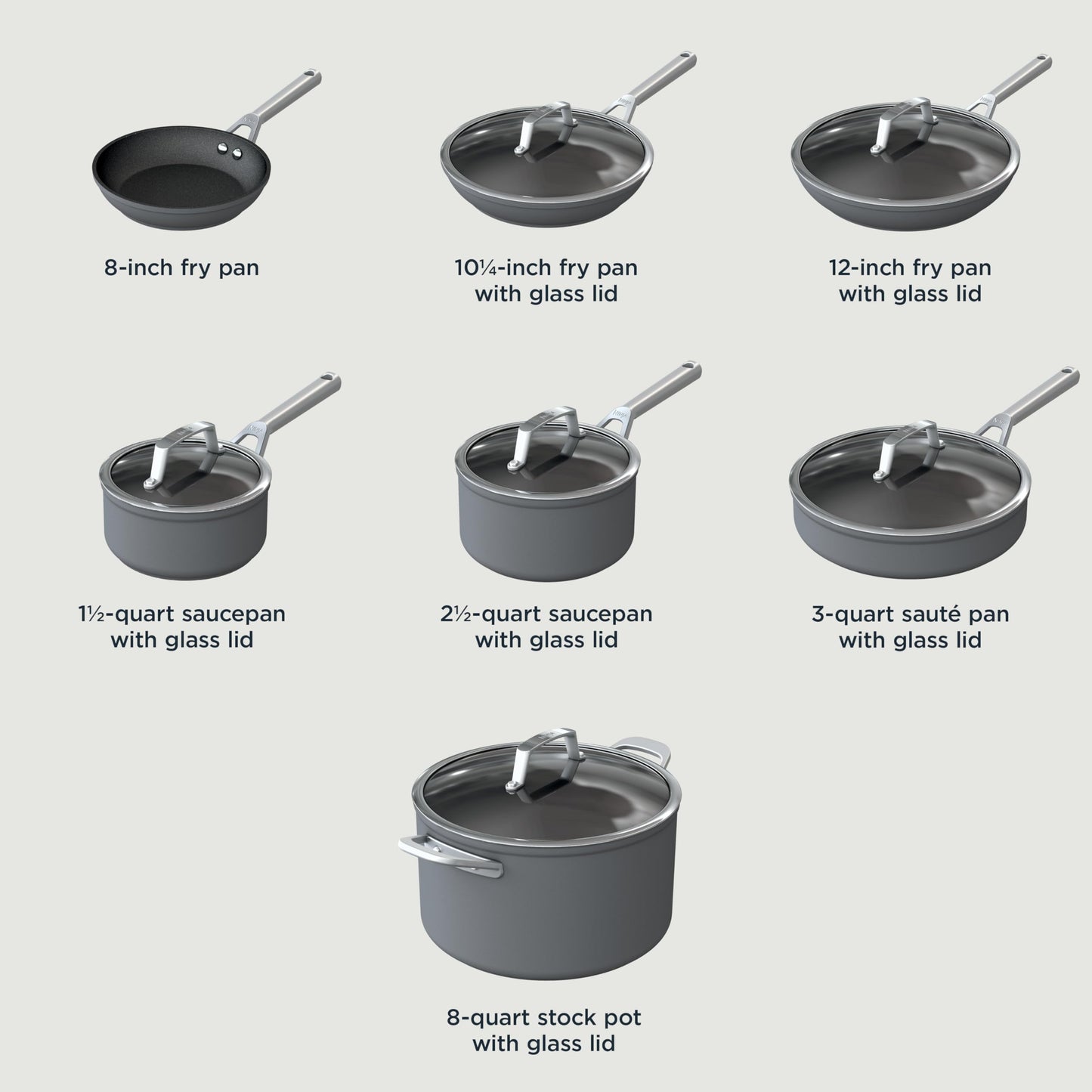 Ninja Foodi NeverStick Professional 12-Piece Cookware Set, Hard-Anodized, Nonstick, Durable & Oven Safe to 500°F, Slate Grey, C39800