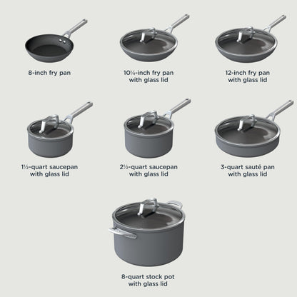 Ninja Foodi NeverStick Professional 12-Piece Cookware Set, Hard-Anodized, Nonstick, Durable & Oven Safe to 500°F, Slate Grey, C39800