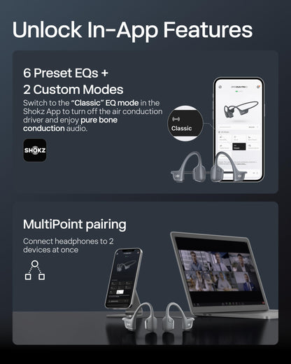 SHOKZ New OpenRun Pro 2 - Open-Ear, Bone Conduction Sport Headphones - with Reflective Strip - Sweat Resistant, Workout Headphones - Secure, Wireless, Comfortable Fit-Deep Bass and Smart Mic App