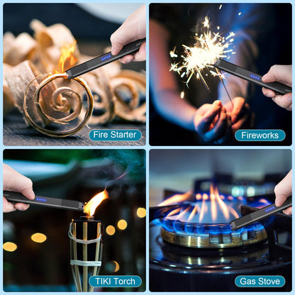 TOPKAY 2 Pack Electric Candle Lighter Windproof Flameless USB Rechargeable Plasma Arc Long Lighter for BBQ Grill Firework Kitchen Camping.