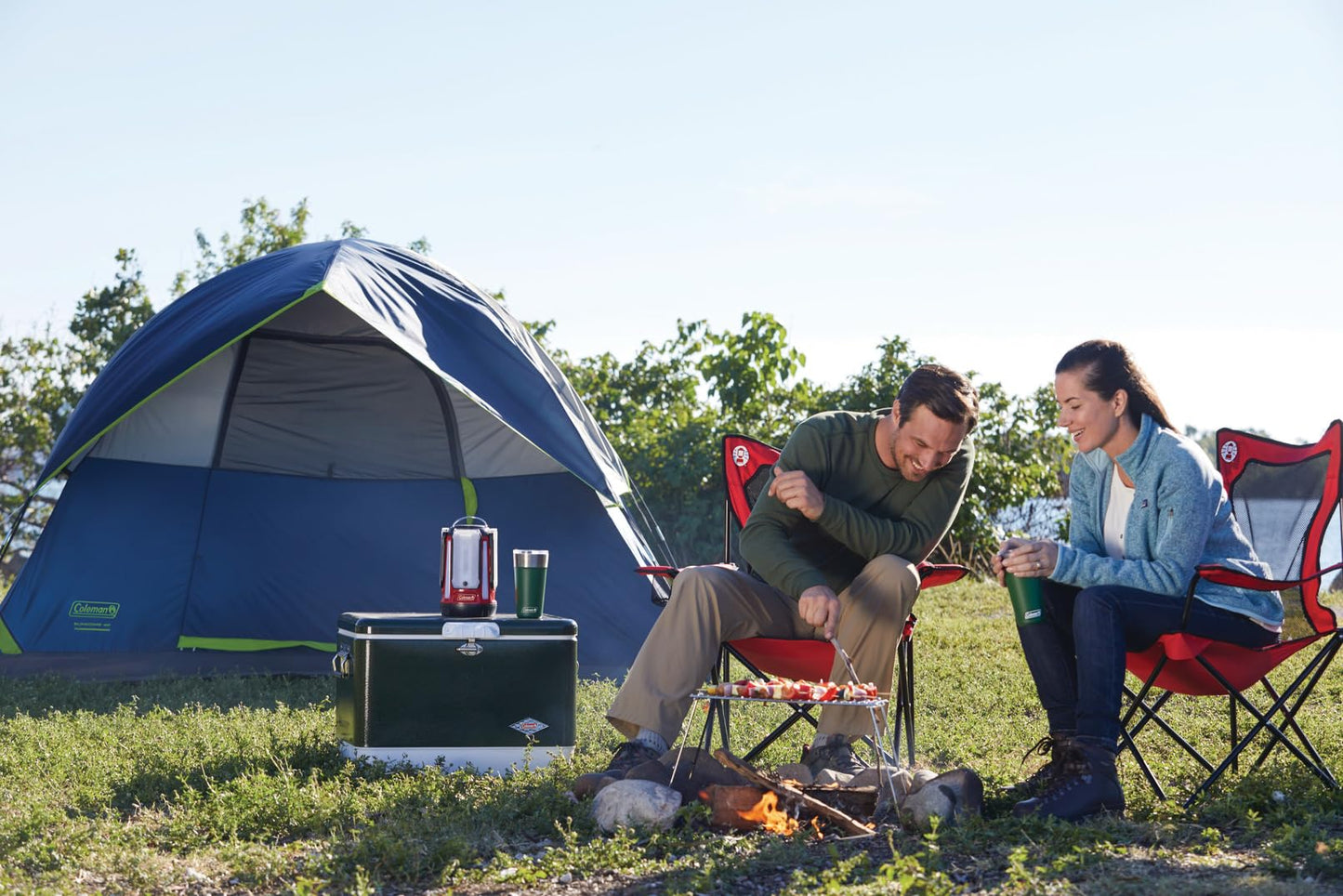 Coleman Broadband Mesh Quad Camp Chair with Carry Bag & Cup Holder, Cooling Mesh Back with Adjustable Arms