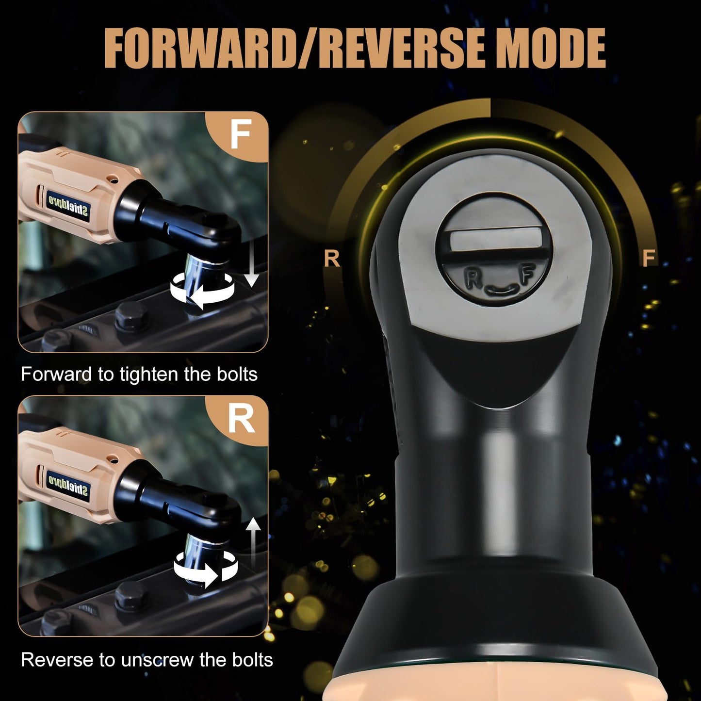 SHIELDPRO 20V Electric Ratchet Wrench Set, 3/8" Cordless Ratchet Kit with 400RPM, Power Torque Ratchets with LED Light, 2 Packs of 2.0AH Batteries, Fast Charger, Sockets, Adapters, and Extension Bars