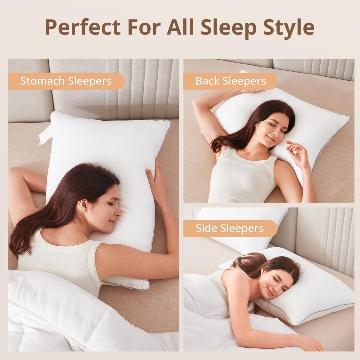 Sasttie Pillows Queen Size Set of 2, Bed Pillows for Side, Back, and Stomach Sleepers - Oeko-Tex Certified Down Alternative Plump Filling - Hotel Quality and Machine Washable, 20x30 Inches, 2 Pack