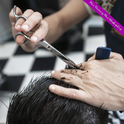 COOLALA Stainless Steel Hair Cutting Scissors 6.5 Inch Hairdressing Razor Shears Professional Salon Barber Haircut Scissors, One Comb Included, Home Use for Man Woman Adults Kids Babies