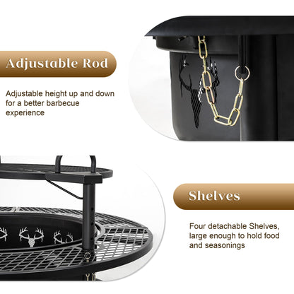 BALI OUTDOORS Fire Pit with Poker, Outdoor Fire Pit Extra Large, Wood Burning Firepits for Outside with Grill, 47 inch