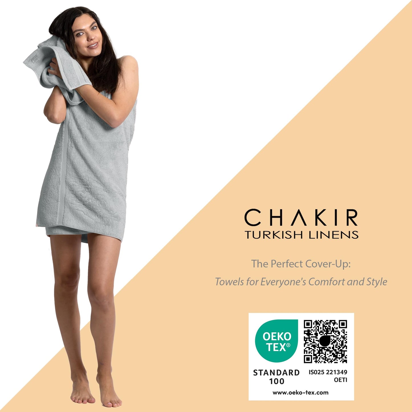 Chakir Turkish Linens |Hotel & Spa Quality 100% Cotton Premium Turkish Towels | Soft & Absorbent (Silver Gray, Bath Towel - Set of 4)