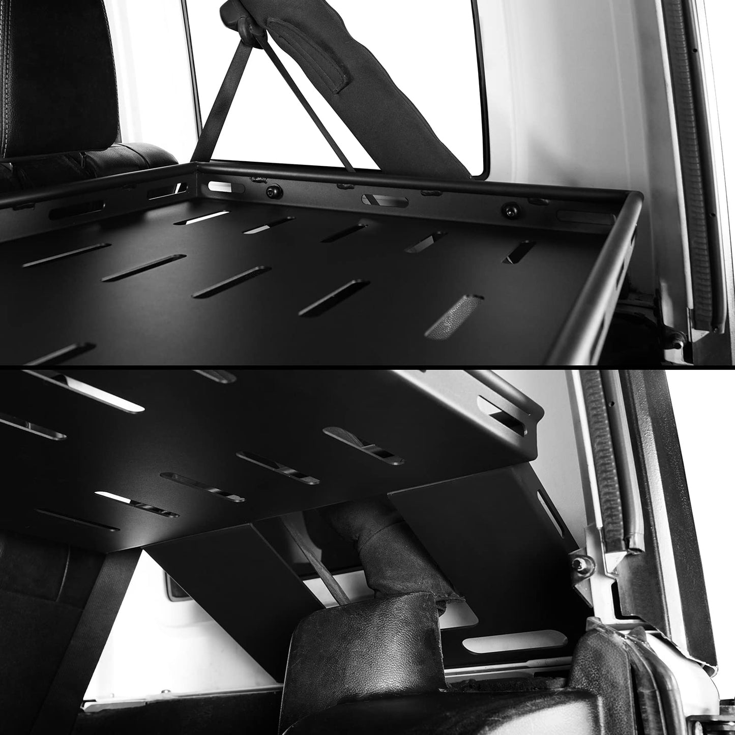 Hooke Road Rear Trunk Cargo Rack Basket Tray for 2007-2025 Jeep Wrangler JK JL 4-Door Hardtops, Sturdy Steel Shelf for Camping Trip Gear