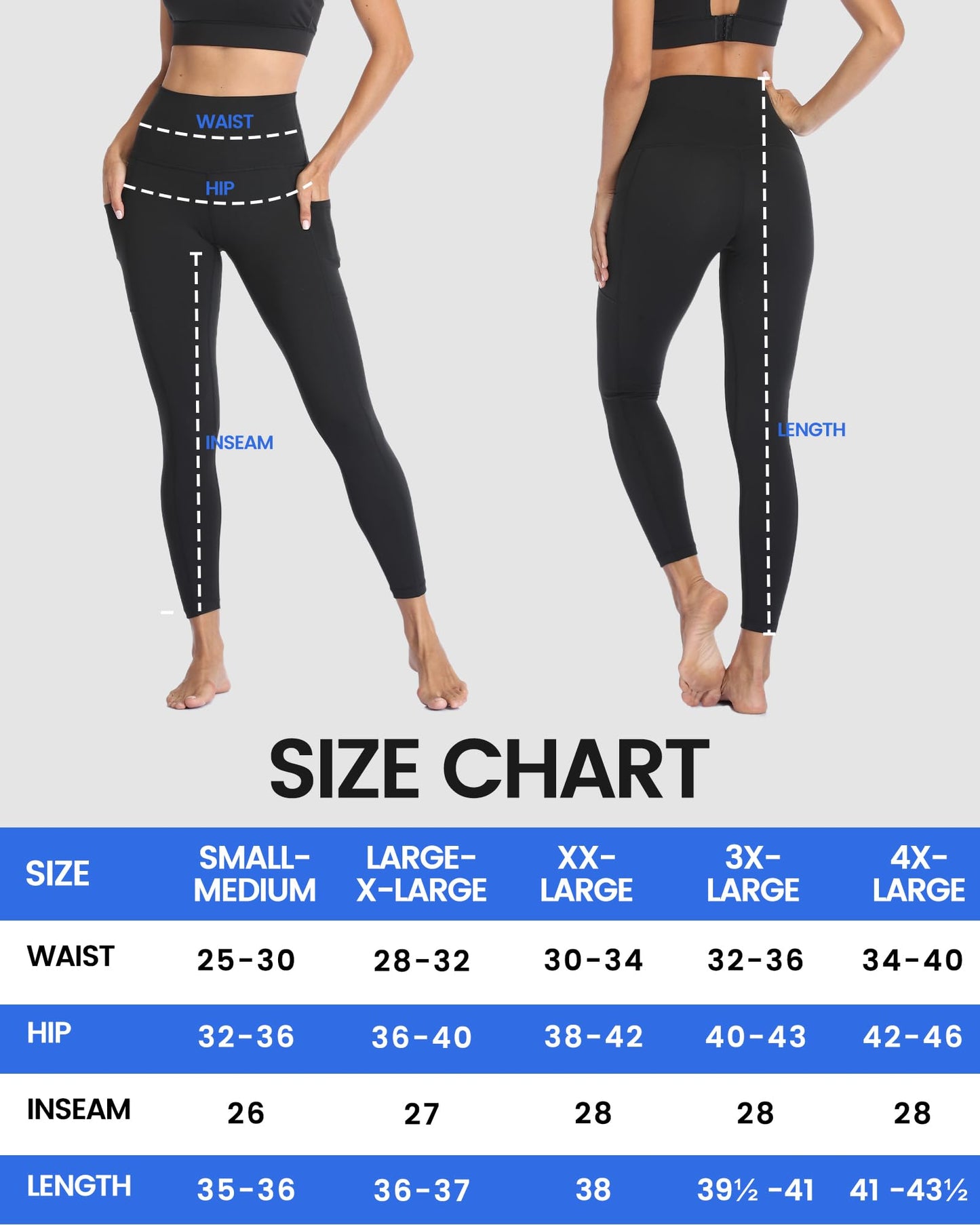 3 Packs Leggings with Pockets for Women, Soft High Waisted Tummy Control Workout Yoga Pants