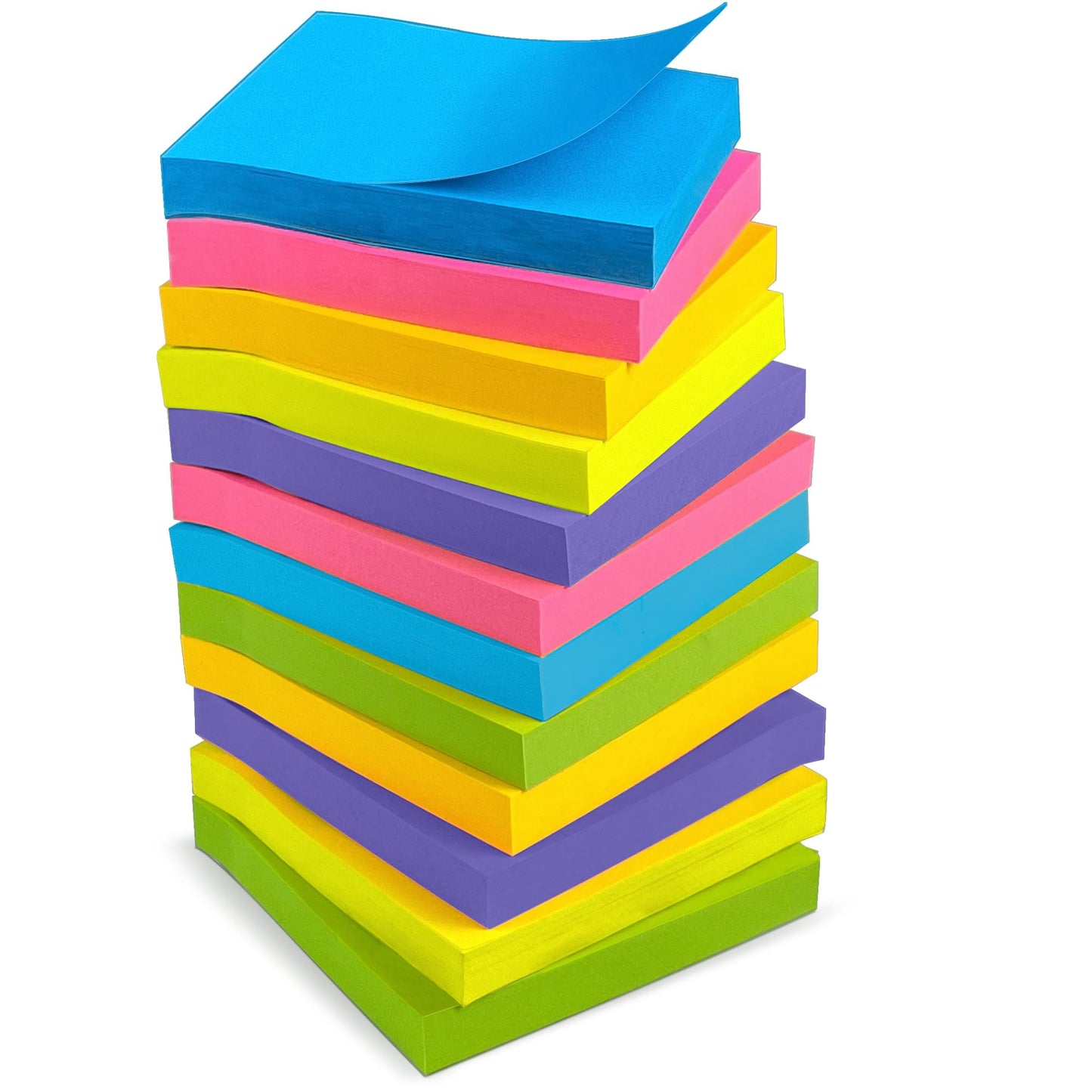 OHOME Sticky Notes - 12 Pads, 3”x3” - Colorful Self-Stick Post Notes Bulk - Office Desk Accessories | Teacher Classroom Must Haves,Aesthetic School Supplies for Home,Stocking Stuffers for Women