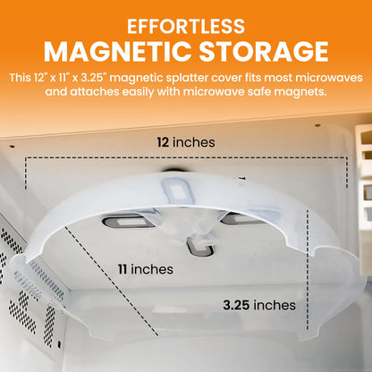 HOVER COVER Magnetic Splatter Cover, 12-Inch Clear BPA-Free Food Lid, Vented Plate Guard with Steam Vents, Anti-Splash Microwave Lid, Dishwasher Safe, Space-Saving Magnetic Storage - Onyx Black